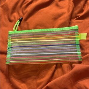 Colorful Striped Mesh Pouch